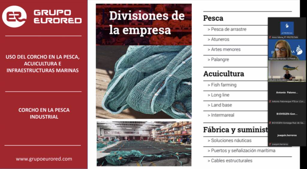 Intervención Eurored. Jornada Interplataformas: Aplicaciones de la economía circular y la bioeconomía del corcho en la pesca y la protección del medio marino.